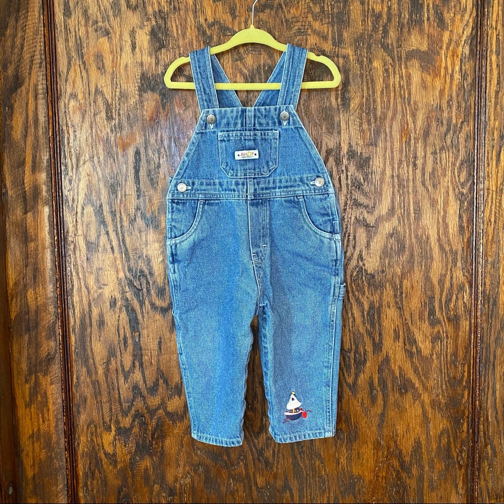 Carter’s baby Vintage Overall Denim Ahoy Sail boat 18M jeans